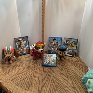 paw patrol dvd  4 with‎ 3 stuffed animals lot
